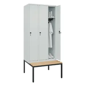 Garderobenschrank auf untergebauter Sitzbank